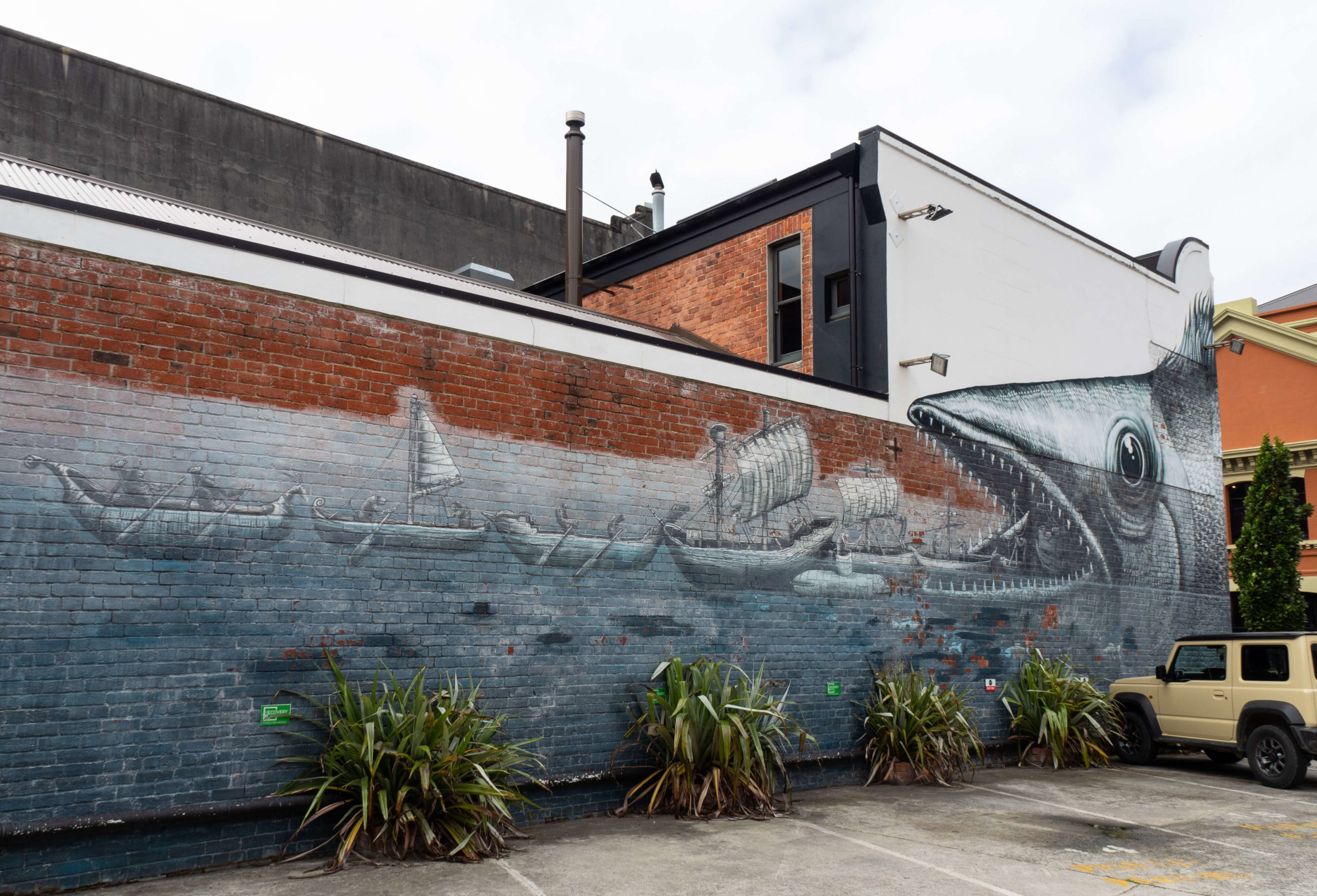 Bateaux et poisson street art trail Dunedin