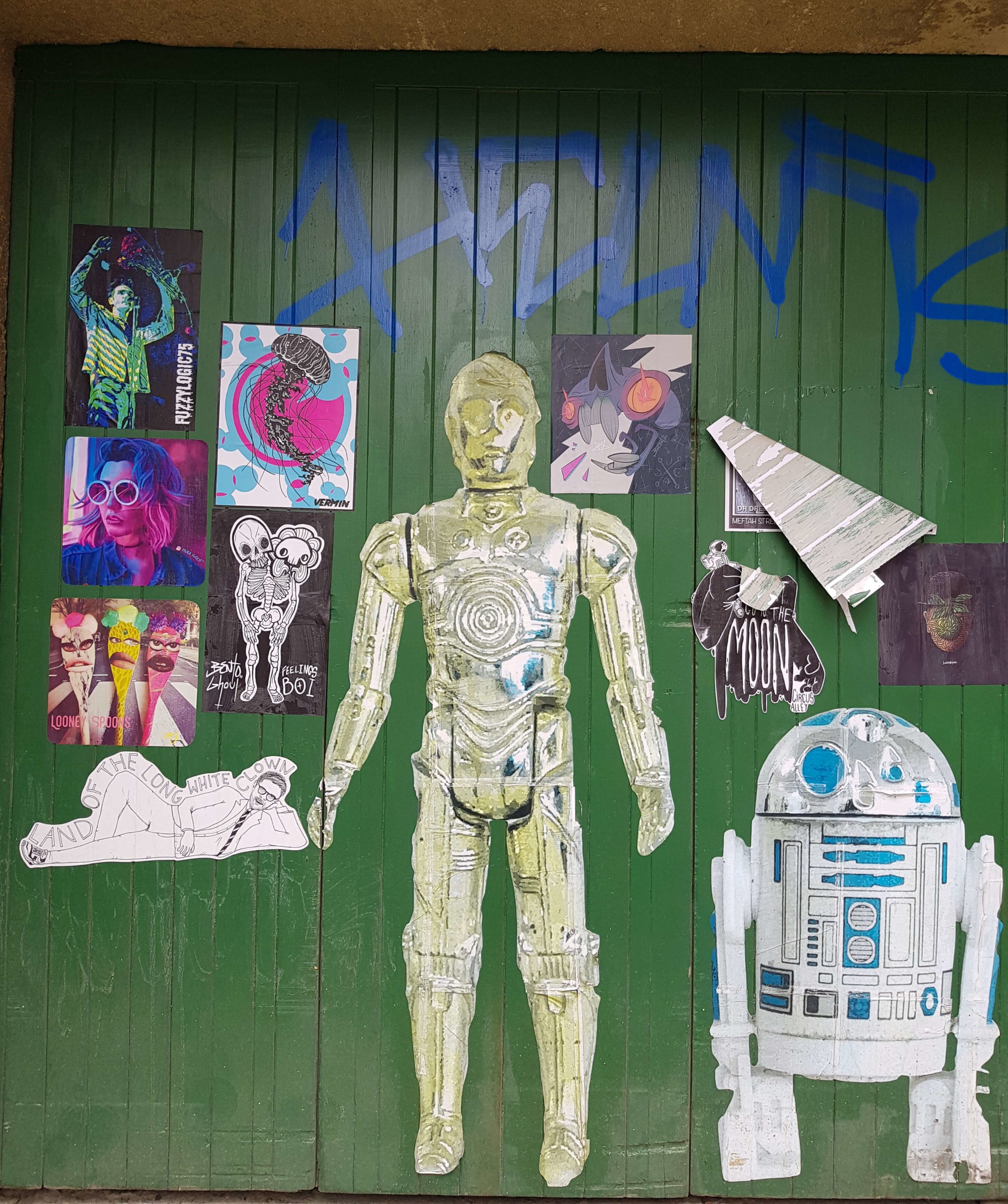C3PO et R2D2 droïd Star wars street art trail Dunedin