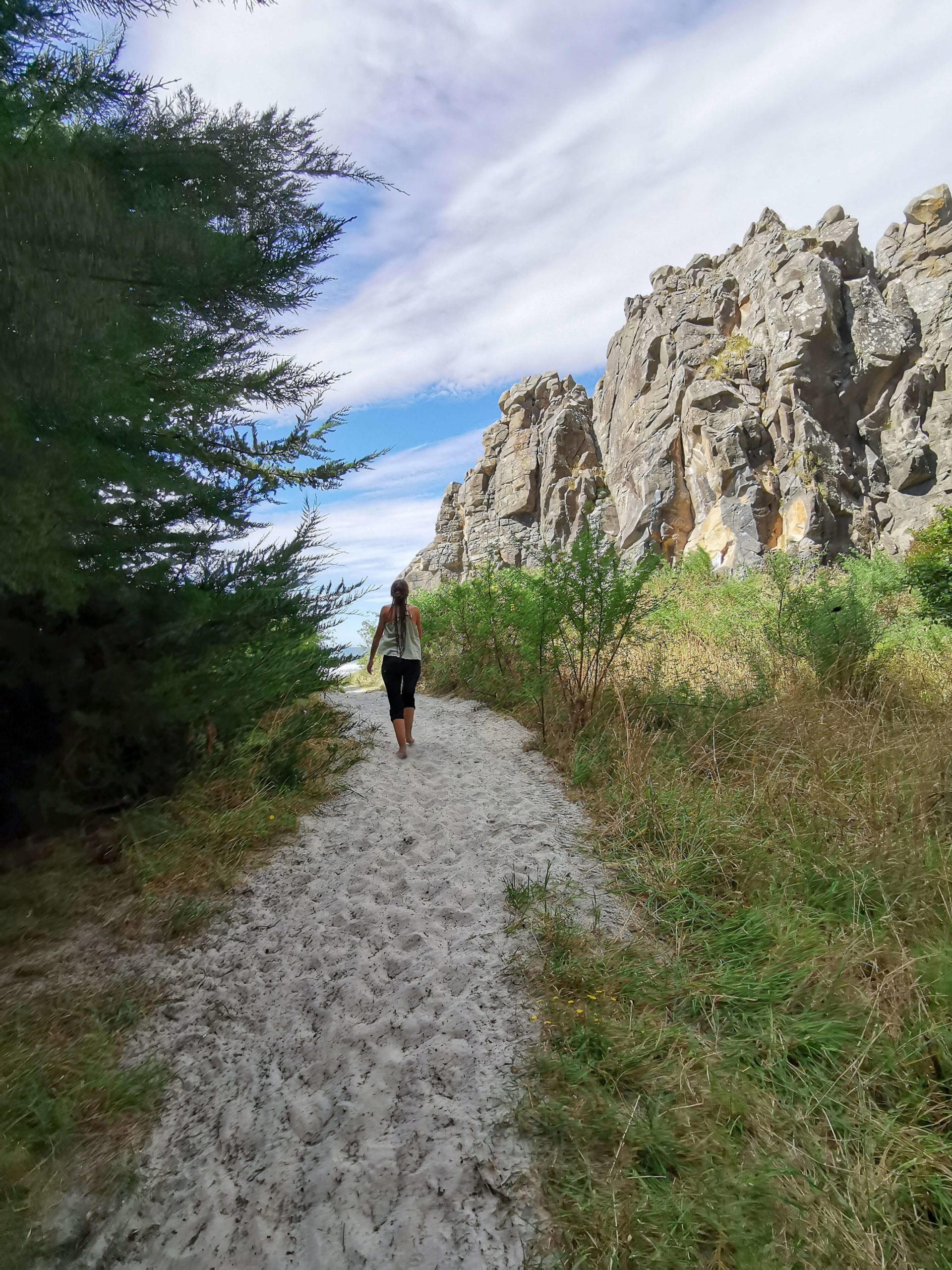Meeriwild vers la plage Purakaunui long beach Nouvelle-Zélande